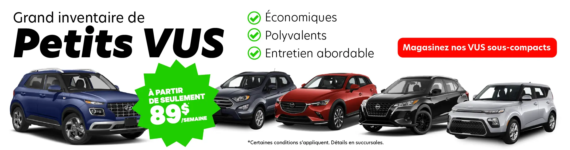 Baisse de prix sur nos VUS sous-compacts chez Automobile en Direct
